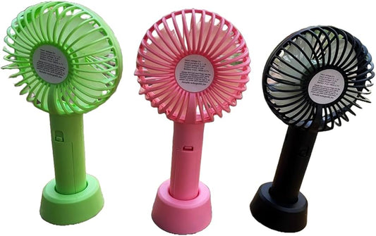 Arjoos | Portable Hand Fan USB Hand Fan Built-in Rechargeable Battery Operated Summer Cooling | High speed Portable Hand Fan (Black) | Multi Colour Variant Kids Fan (4+ Years)