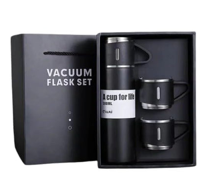 Arjoos | Insulated Vacuum Flask Set with 2 Cups | 500ml Double-Wall Stainless Steel Thermal Flask with 3 Cups | Ideal for Both Hot and Cold Beverages | Birthday Gifts for Kids - Pack of 1 - ( Ages - 3+ )