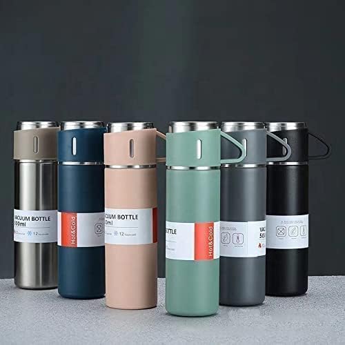 Arjoos | Insulated Vacuum Flask Set with 2 Cups | 500ml Double-Wall Stainless Steel Thermal Flask with 3 Cups | Ideal for Both Hot and Cold Beverages | Birthday Gifts for Kids - Pack of 1 - ( Ages - 3+ )
