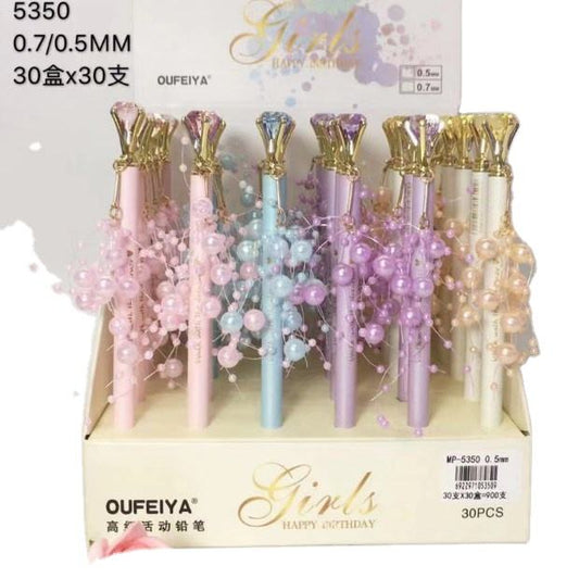 Arjoos | Luxury Jewel Pearl Diamond Mechanical Pencil 0.5mm – Durable Metal Body, Elegant Writing Instrument | Perfect Return Gift for Kids, Birthday Party Favors, and School Supplies - Pack of 1
