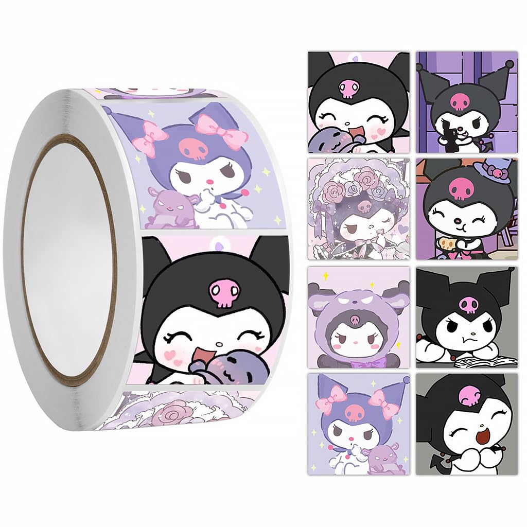 Arjoos | Kuromi Stickers - Kuromi & Melody Stickers, Cute Stickers Decals Assorted Kawaii Sticker | Gifts for Kids Teens Girls Adults, Ideal DIY Decor & Gift for Sanrio Fans  | Return Gift For Kids - ( Pack of 1 , Multicolour )