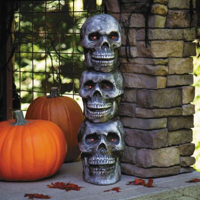Arjoos | Light-Up LED Skull Stack Blow Mold – Halloween Decoration for Yard, Haunted House & Party | Spooky Skeleton Prop | Outdoor Halloween Party Supplies | Pack of 1