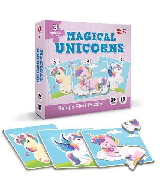 Arjoos | Baby’s First Puzzle Game : Magical Unicorns Puzzles | Cardboard Puzzles with 15 Pcs | Early Puzzle Set for Kids - Educational Toys | Birthday gift for kids - ( Ages- 3+)