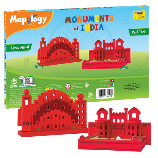 Arjoos | Mapology Monuments of India - Red Fort & Hawa Mahal | Construction Set | Educational Toy for Boys & Girls | Birthday Return Gift for Kids - ( Age 5+ ).