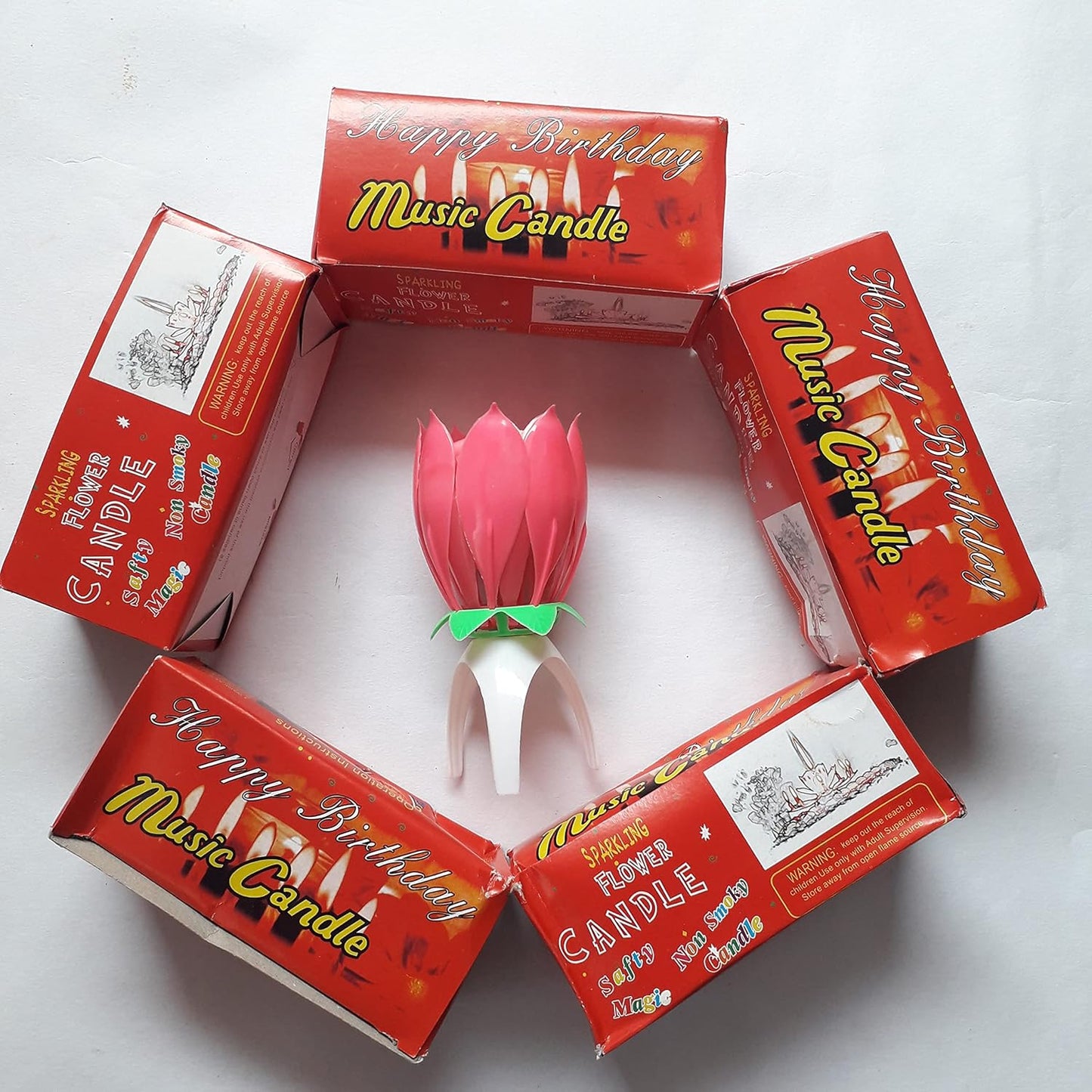 Arjoos | Happy Birthday Pink Lotus Musical Candle – Rotating Design that Plays Melodies, Perfect for Celebrating Special Moments! | Party supplies Kit For Birthday Parties - 1pcs .