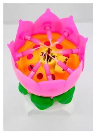Arjoos | Happy Birthday Pink Lotus Musical Candle – Rotating Design that Plays Melodies, Perfect for Celebrating Special Moments! | Party supplies Kit For Birthday Parties - 1pcs .