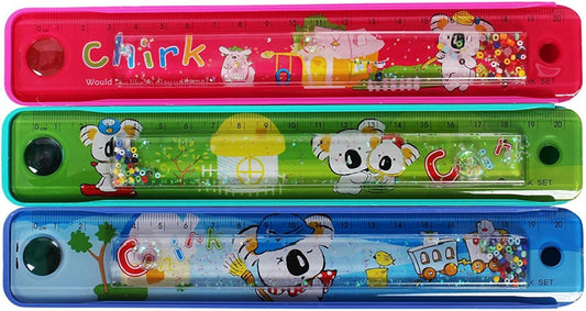 Arjoos | Plastic Pencil Box with Slide Ruler | Birthday Return Gifts for Kids | 1 Pcs | Assorted Colours and Design