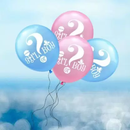 Arjoos | Printed Baby Girl or Boy Balloons - Gender Reveal Party Balloon Bouquet - Fun & Festive Decorations for Baby Showers & Reveal Parties | Party supplies Kit For Birthday Parties - ( Pack of 1 )
