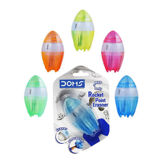 Arjoos | Rocket Point Erasner | Non Toxic & Safe for Children | Easy Holding for Comfortable Erasing & Sharping | Soft Dust Free Eraser | Return Gift For Kids - ( Pack of 3 , Multicolour )