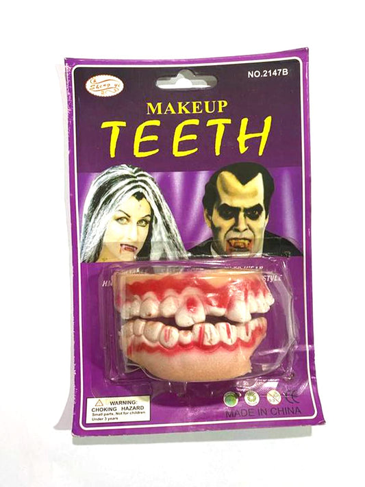 Arjoos | Rubber Vampire Teeth Free Size | Horror Halloween Party Theme Prop/Fancy Dress Accessory | Halloween Party Supplies