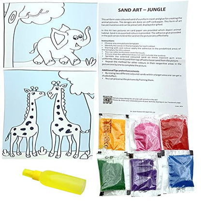 Arjoos | Sand Art Kit - Jungle |  Art & Craft DIY Kit | Colourful Sand Art Creations for Kids & Adults | Birthday Gifts for Kids - Age - 7+Years