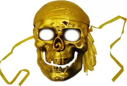 Arjoos | Scary Pirate Skull Halloween Party Full Face Mask  Party Mask  (Gold, Pack of 1) | Halloween Party supplies for Kids & Adults