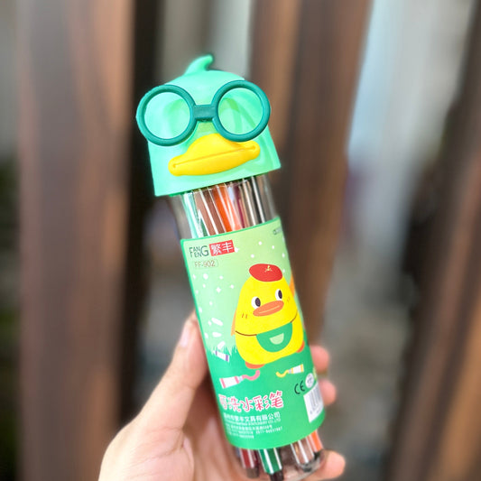 Arjoos | Cartoon Shape Pencil Box Having 12 Sketch Pen For Coloring Kids Sketching Painting Drawing (pack of 1) Shape Pencil Box Having Sketch Pen Stationary Kit, 12 Pens