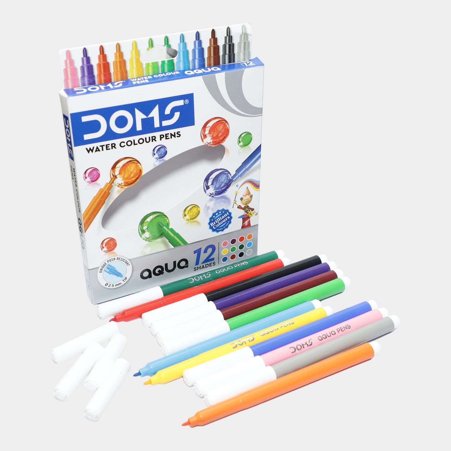 Arjoos | DOMS Sketch Max Water Colour Pens with 14 Shades 5mm | Comes With Hard Plastic Transparent Case | Bright & Intense Colors | Non Toxic Colouring Range, Safe For Children