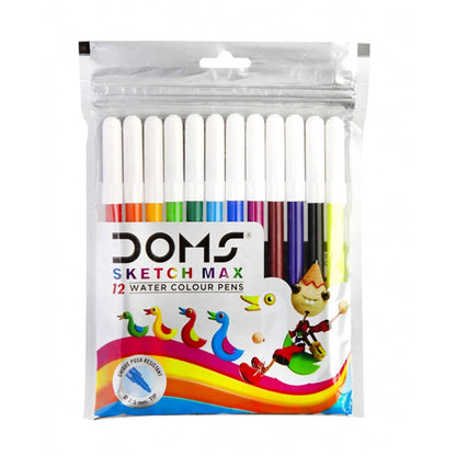 Arjoos | DOMS Sketch Max Water Colour Pens with 14 Shades 5mm | Comes With Hard Plastic Transparent Case | Bright & Intense Colors | Non Toxic Colouring Range, Safe For Children