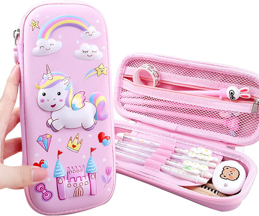 Arjoos | Unicorn Pencil Case for Kids | 3D EVA Cute Pen Pouch | High Capacity Portable Multifunctional Stationery Bag | School Supplies Box | Suitable for Boys and Girls | Return Gifts For Kids .