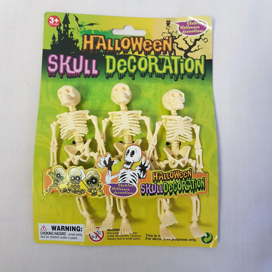 Arjoos | Pack of 3 small skeletons - 12cm | Small Skeleton for Halloween Scene and Indoor Decor, Posable & Stand Alone | Halloween Party Supplies