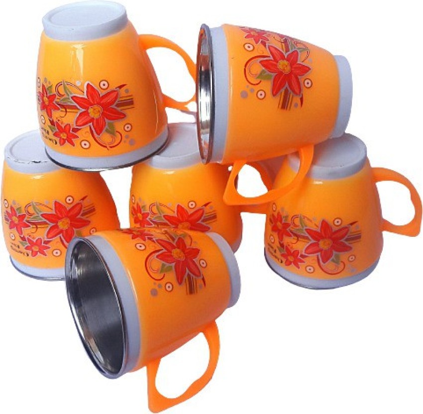 Arjoos | 1Pcs Plastic, Stainless Steel Coffee or tea mug set for children use | for both boys and girls | Return Gift For Kids - ( Pack of 1 , Multicolour )