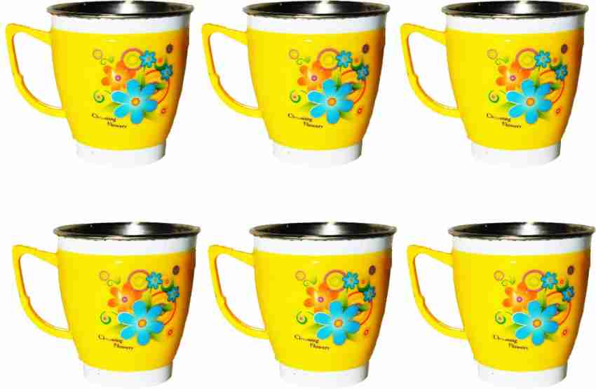 Arjoos | 1Pcs Plastic, Stainless Steel Coffee or tea mug set for children use | for both boys and girls | Return Gift For Kids - ( Pack of 1 , Multicolour )