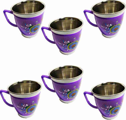 Arjoos | 1Pcs Plastic, Stainless Steel Coffee or tea mug set for children use | for both boys and girls | Return Gift For Kids - ( Pack of 1 , Multicolour )