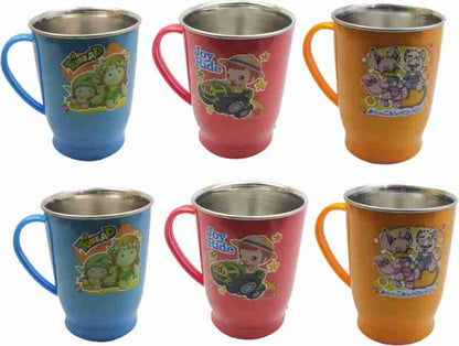Arjoos | 1Pcs Plastic, Stainless Steel Coffee or tea mug set for children use | for both boys and girls | Return Gift For Kids - ( Pack of 1 , Multicolour )