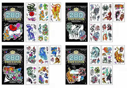 Arjoos | Temporary Tattoos (Set of 1 Booklets) for All Age Group | Cute Style | 200+ Tattoo Designs | Body Art Stickers for Fun Party | Kids Birthday Return Gifts