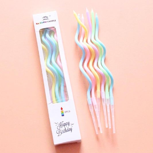 Arjoos | Twisty Birthday Cake Candles | 6 Pcs Set |  Elegant Spiral Swirly Design, Every Occasion , Birthday, Baby Shower, Anniversary | Party supplies Kit For Birthday Parties .