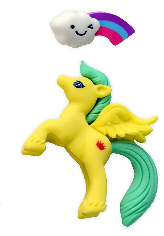 Arjoos | Unicorn Rainbow Cloud Yellow Eraser for Kids, Children's Gifts , Party Favor, Classroom | Return Gift For Kids - ( Pack of 1 , Yellow )