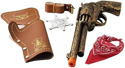 Arjoos | Western Cowboy Toy Gun Play Set | Costume Accessory Kit for Kids, Perfect for Halloween Parties, Role Play, and Wild West Adventures |  Halloween Party Supplies
