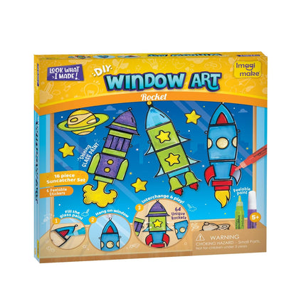 Arjoos | Window Art - Rocket - 16 Pieces Glass Painting Set | Astronaut, Rover, Space Designs - Craft Kit For Boys & Girls - Birthday Gift for Boys & Girls - ( Ages - 5+ )