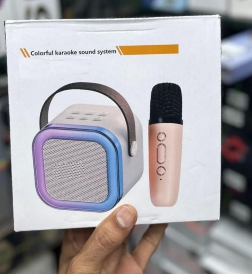 Arjoos | Wireless Bluetooth Karaoke Speaker with Mic | LED Lights, Party Ready, Crystal Clear Sound | Perfect for Parties, Home Entertainment, and Singing | Birthday Gifts for Kids - Pack of 1 - ( Ages - 3+ )