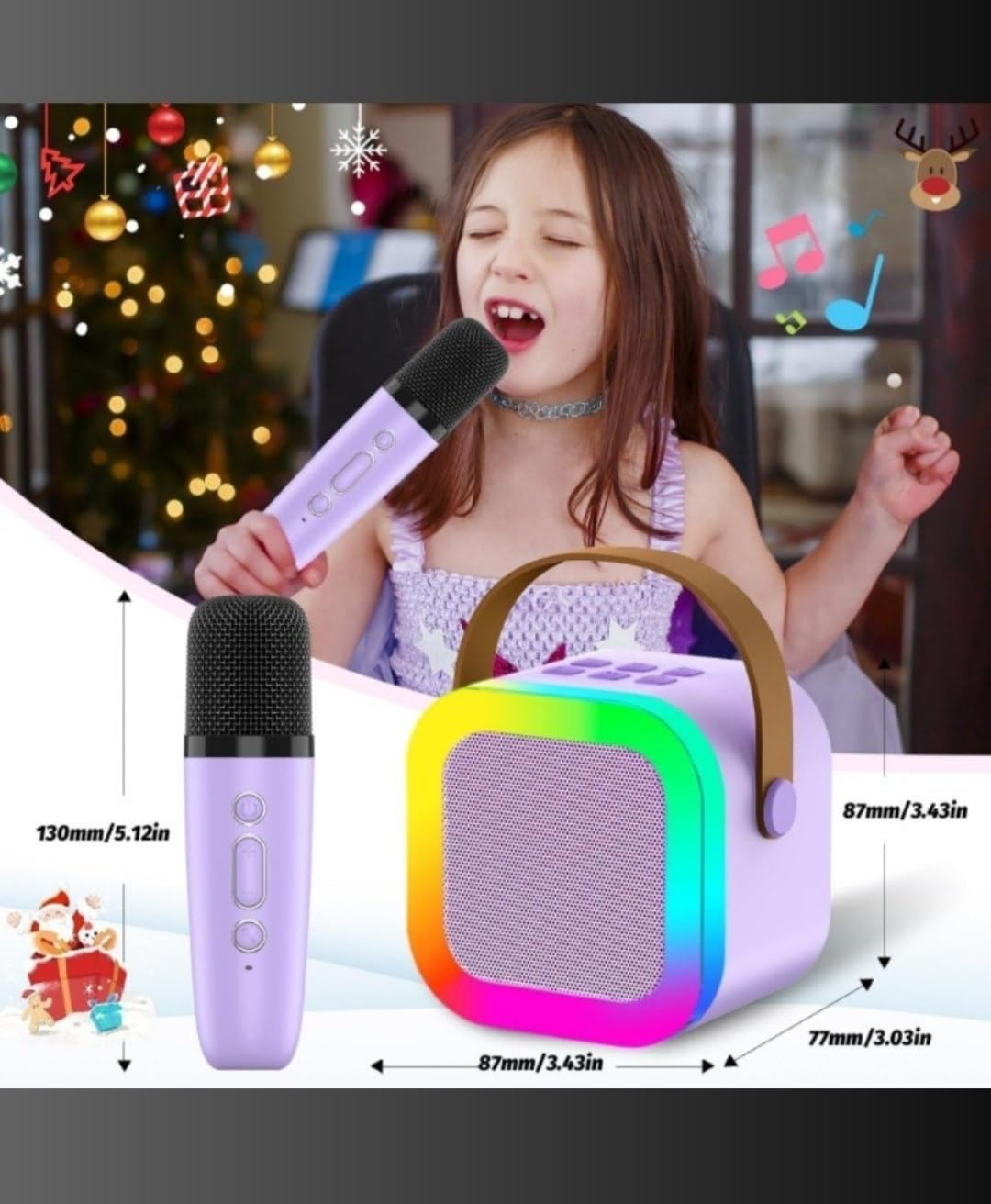 Arjoos | Wireless Bluetooth Karaoke Speaker with Mic | LED Lights, Party Ready, Crystal Clear Sound | Perfect for Parties, Home Entertainment, and Singing | Birthday Gifts for Kids - Pack of 1 - ( Ages - 3+ )