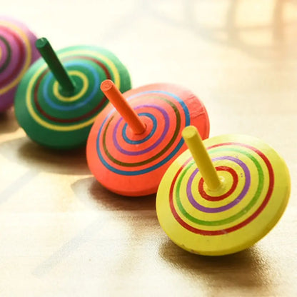 Arjoos | Wooden Spinning Top | Colorful Handmade Painted Wood Spinning Top Toy | Desktop Flat Wooden Peg-Top Gyro Toy Children Kids Gift for Kids Children | Return Gift For Kids - ( Pack of 1 , Multicolour )