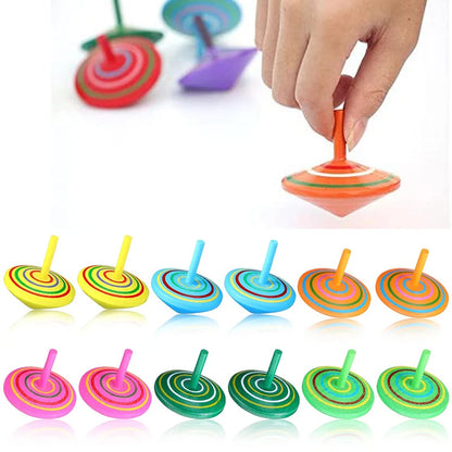 Arjoos | Wooden Spinning Top | Colorful Handmade Painted Wood Spinning Top Toy | Desktop Flat Wooden Peg-Top Gyro Toy Children Kids Gift for Kids Children | Return Gift For Kids - ( Pack of 1 , Multicolour )