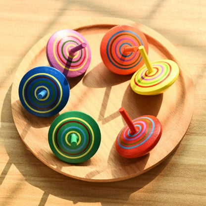 Arjoos | Wooden Spinning Top | Colorful Handmade Painted Wood Spinning Top Toy | Desktop Flat Wooden Peg-Top Gyro Toy Children Kids Gift for Kids Children | Return Gift For Kids - ( Pack of 1 , Multicolour )