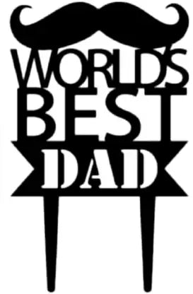 Arjoos | World's Best Dad - Cake Topper  (Black Pack of 1) | Elegant Black Design, Perfect for Birthdays & Celebrations | Party supplies Kit For  Birthday Parties .