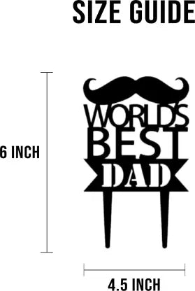 Arjoos | World's Best Dad - Cake Topper  (Black Pack of 1) | Elegant Black Design, Perfect for Birthdays & Celebrations | Party supplies Kit For  Birthday Parties .