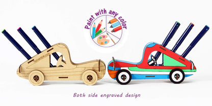Arjoos | Funvention Car - 3D Colouring Model | DIY Desk Organizer Pen Stand  | Art, Colouring and Painting Kit for Kids | Birthday Gift For Kids - ( Ages - 4+ Years )