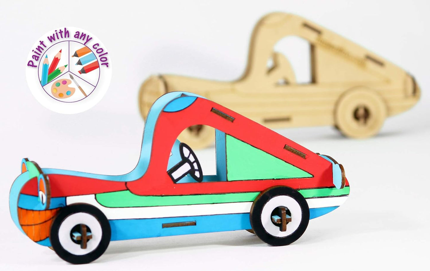 Arjoos | Funvention Car - 3D Colouring Model | DIY Desk Organizer Pen Stand  | Art, Colouring and Painting Kit for Kids | Birthday Gift For Kids - ( Ages - 4+ Years )