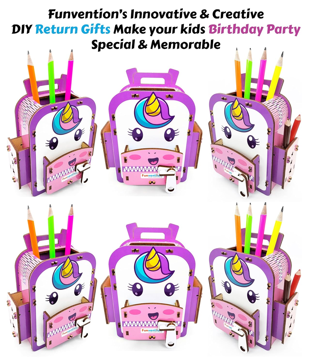 Arjoos | Funvention Unicorn DIY Pen Stand  |  School Bag Pen Stand | 3D Puzzle Art and Craft | Birthday Gift For Kids - ( Ages - 4+ Years )