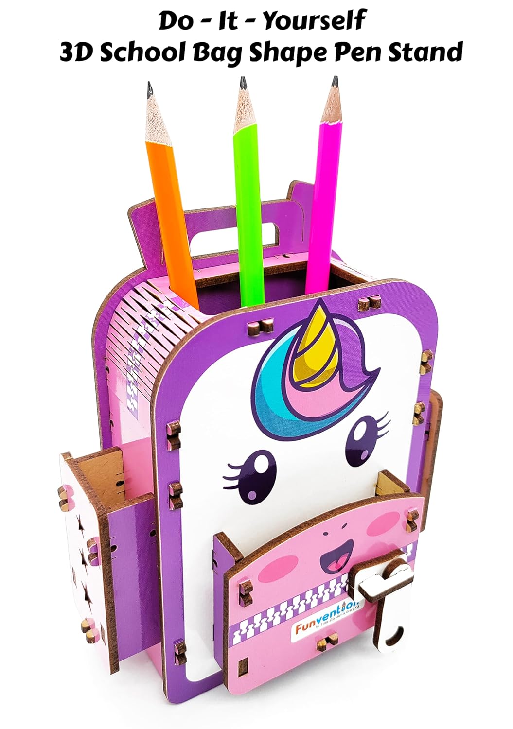 Arjoos | Funvention Unicorn DIY Pen Stand  |  School Bag Pen Stand | 3D Puzzle Art and Craft | Birthday Gift For Kids - ( Ages - 4+ Years )