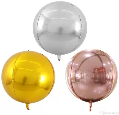 Arjoos | Solid 4D 18 Inch" Silver Gold & Rose Gold Round Foil Balloon , Balloon  for Birthday Parties, Celebrations, and Events | Party supplies Kit For Birthday Parties - ( Pack of 1 , Multicolour )