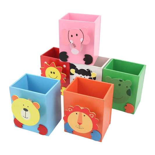 Arjoos |Wooden Pen Holder, Pen Holder Colorful Desk Organizer Multipurpose Cute Cartoon for Home