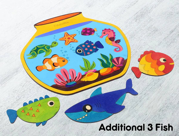 Arjoos | PuzzleDecor Aquarium Decorative Coloring Puzzle with Stand 14 Pieces | Jigsaw Puzzles For Kids | Birthday Gifts for Kids - Pack of 1