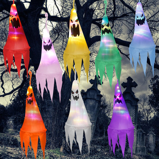 Arjoos | Halloween Decorations Hanging Lighted Ghost, Witch Hats with Battery Operated LED Hanging Decoration