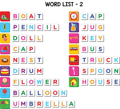 Arjoos | Magnetic Learn to Spell - Objects | 32 Picture Magnets, 72 Letter Magnets & Magnetic Board and Spelling Guide | Gift For Kids.