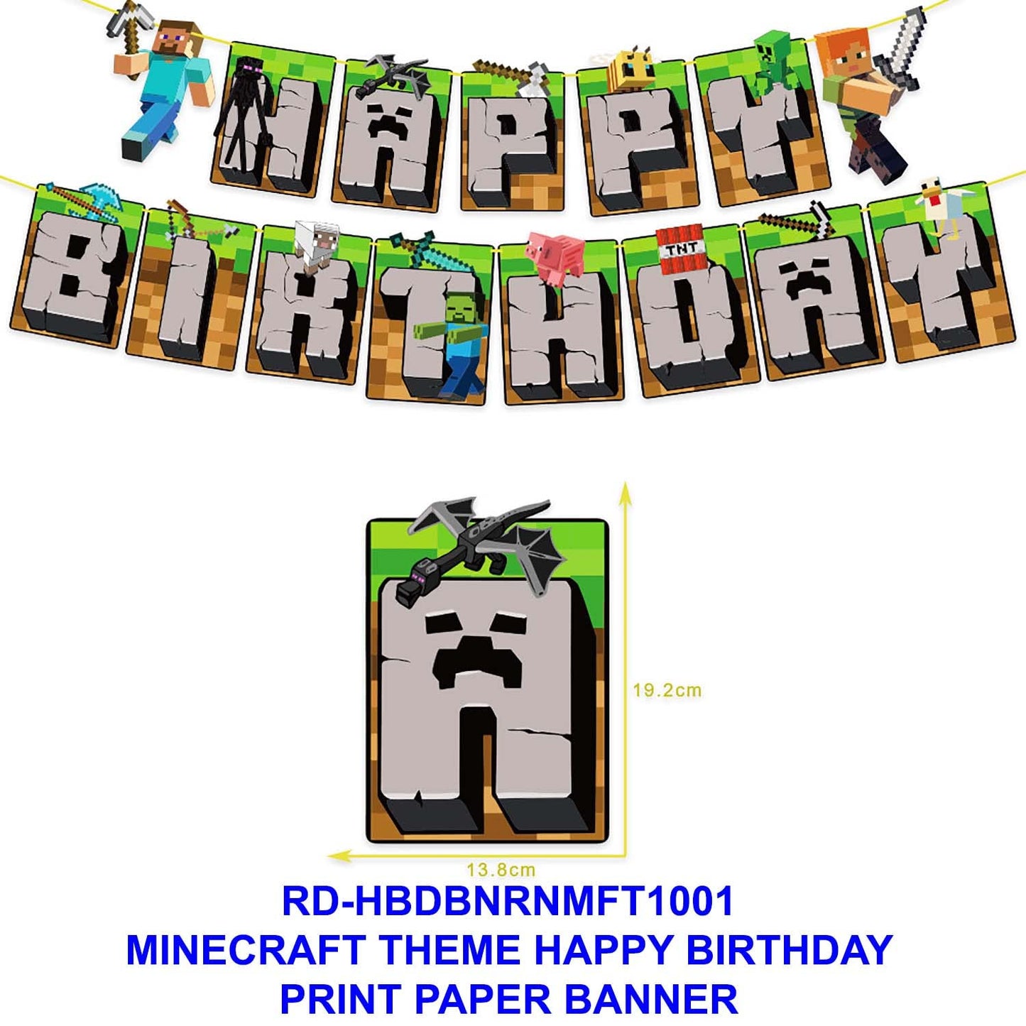 Arjoos |  Minecraft Theme Birthday Decoration And Party Supplies