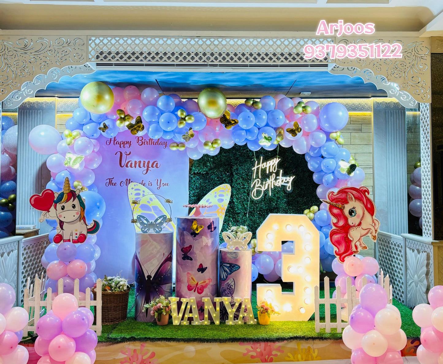 Butterfly/Unicorn/Pink theme Birthday Decoration