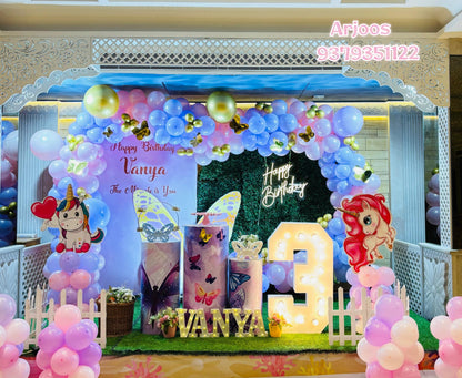 Butterfly/Unicorn/Pink theme Birthday Decoration