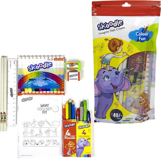 Arjoos | SKOODLE Colour Fun Stationery Kit ,- Multicolor | Birthday Gifts for Kids - Pack of 1 - ( Ages - 3+ )